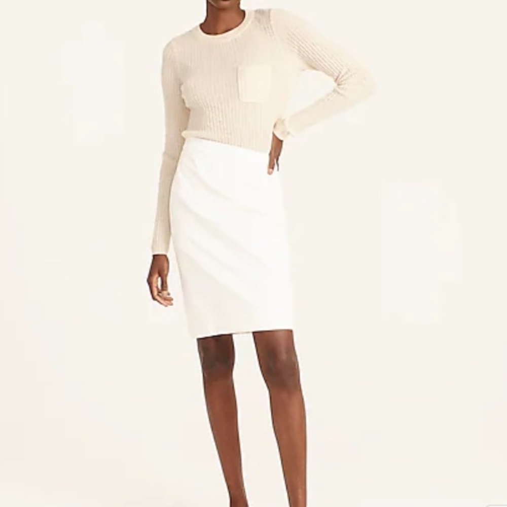J. Crew Linen Pencil Skirt in Ivory / Cream